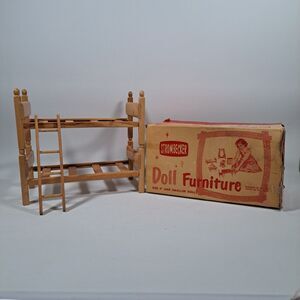 VTG Strombecker 1950's Wooden Bunk Beds Ladder Twin Beds 8 Inch Dolls BOX